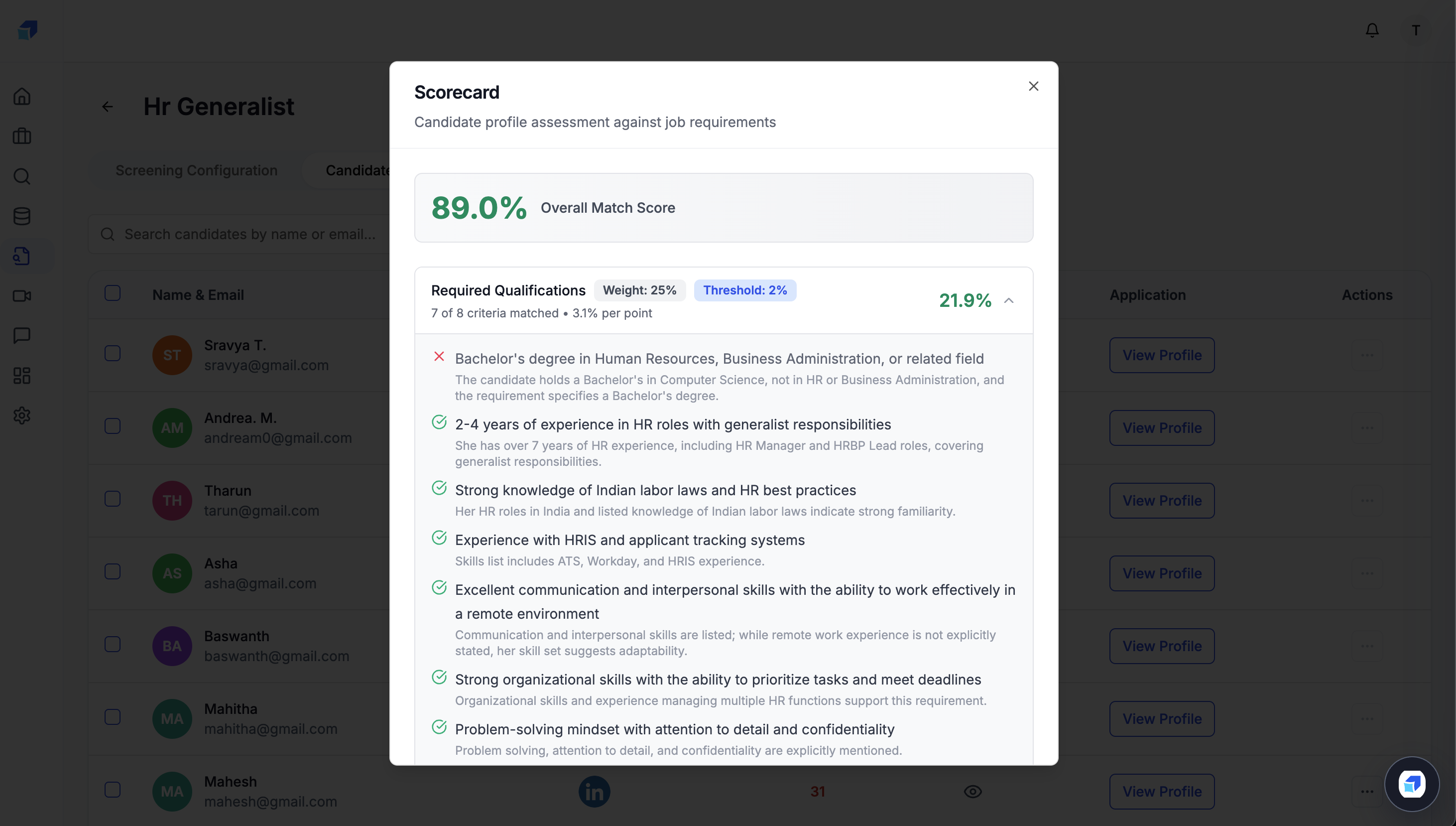 Candidate Screening screenshot 3